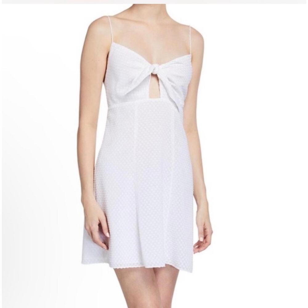 NWT Alice & Olivia Roe Tie Front Mini Slip Dress White Bridal Size 12
